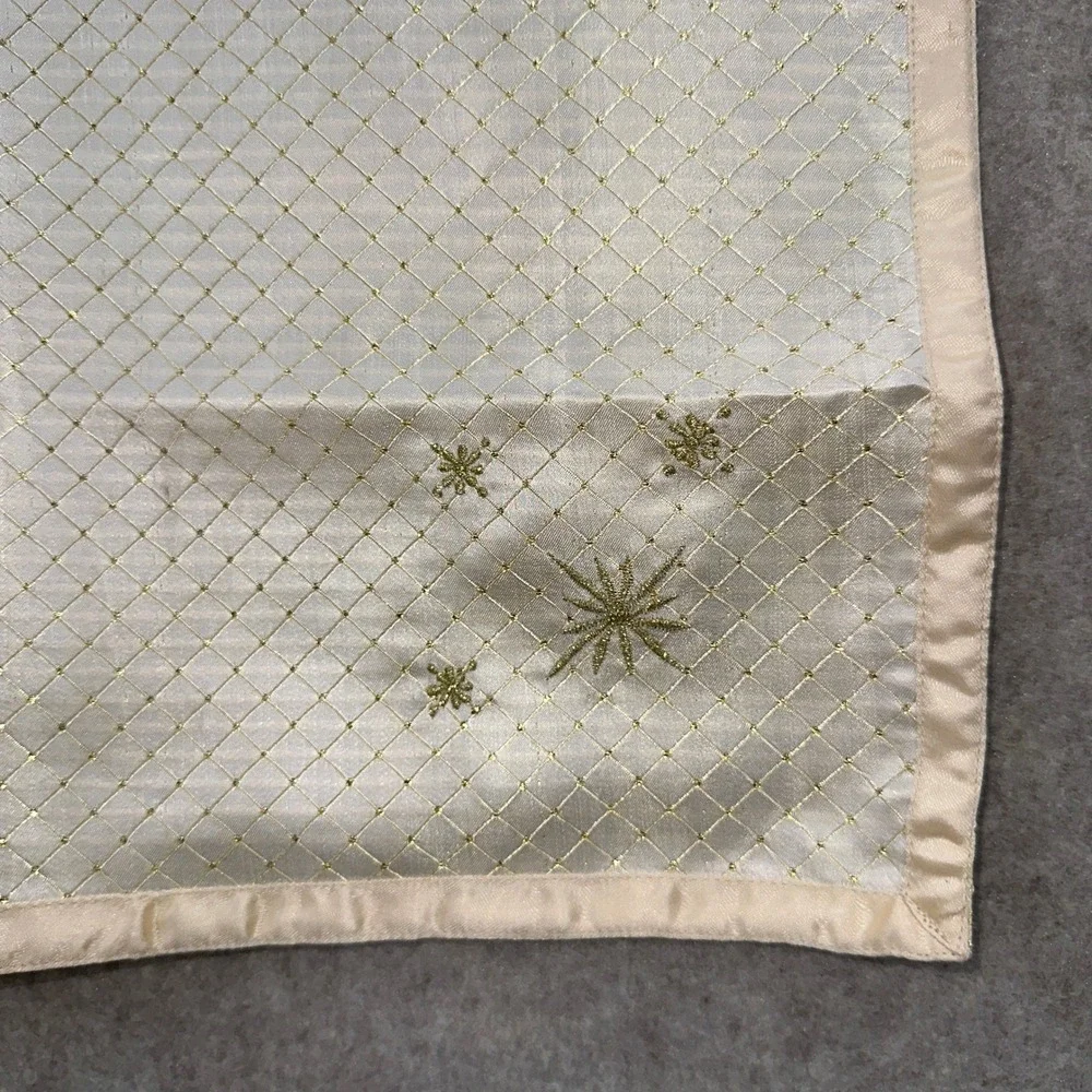 4 VTG Cloth Napkins Reversible Glitter Gold Starburst Christmas Embroidered
